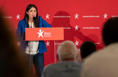 Mariana Mortágua no encerramento da VIII Convenção Regional do Bloco nos Açores.