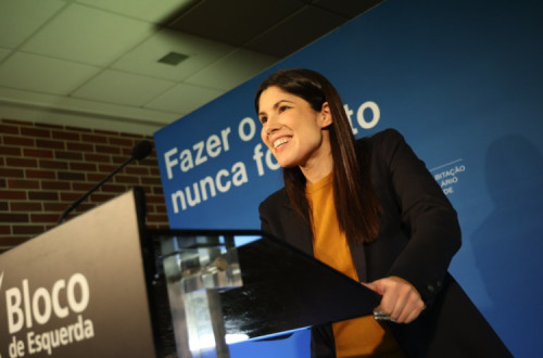 Mariana Mortágua na sessão pública do Bloco em Aveiro.