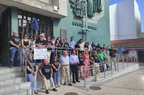Protesto de funcionários judiciais em julho passado frente ao tribunal de Vila Franca de Xira.