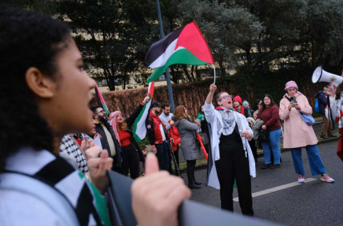 Manifestação em Lisboa de solidariedade com a Palestina.