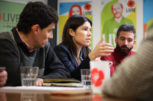 Jorge Costa, Mariana Mortágua e Fabian Figueiredo.