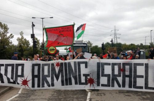 Ação contra a venda de armas do Reino Unido a Israel.