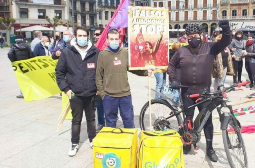 Trabalhadores da Glovo em luta.