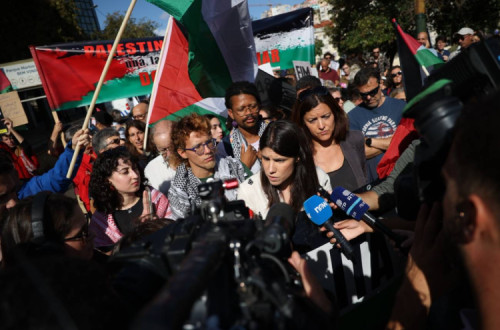 Mariana Mortágua na manifestação deste sábado