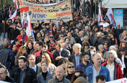 Manifestação na Grécia em dia de greve geral.