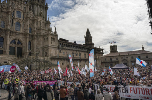 Manifestação da plataforma Queremos Galego. Foto de Alba Cambeiro.