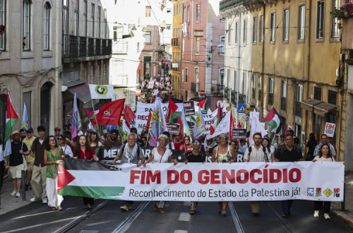Manifestação pela Palestina. Foto de ANTÓNIO COTRIM/LUSA.