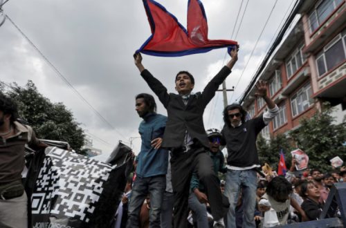 Manifestantes no Nepal.