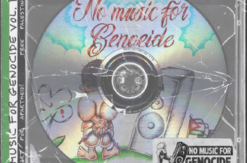 Imagem da campanha No Music for Genocide.