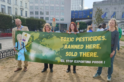 Protesto da Pesticide Action Network em junho em Bruxelas.