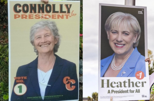 cartazes das duas candidatas às presidenciais irlandesas
