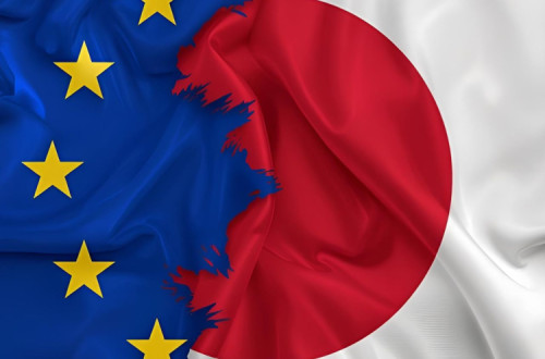 bandeiras UE e Japão