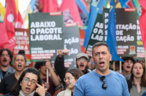 Tiago Oliveira na manifestação da CGTP em Lisboa.