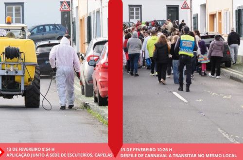 aplicação de herbicida antes da passagem do desfile