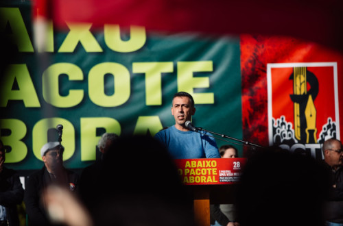 Tiago Oliveira na manifestação da CGTP em Lisboa.