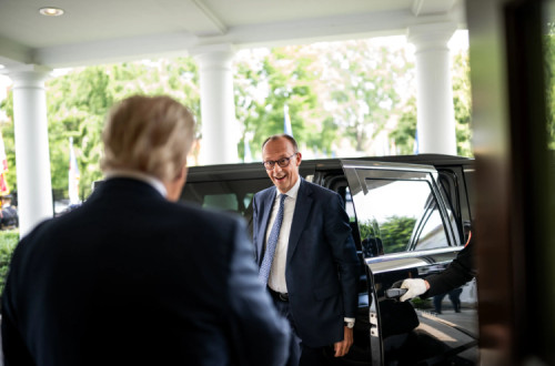 Friedrich Merz à chegada à Casa Branca este mês.