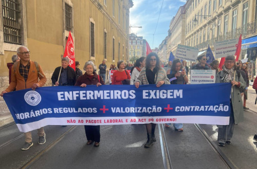 Enfermeiros em manifestação