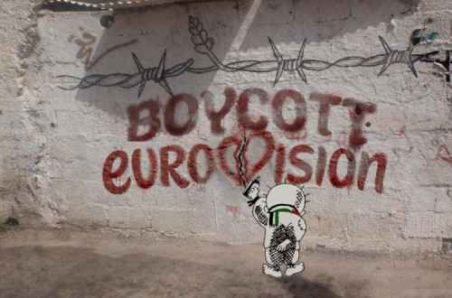 Imagem da campanha de boicote dos artistas á Eurovisão