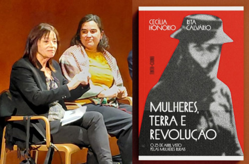 Cecília Honório e Rita Calvário na apresentação do livro "Mulheres, Terra e Revolução"