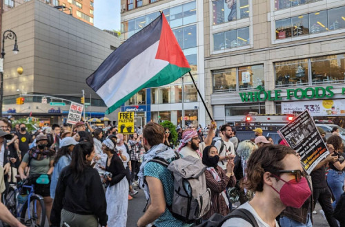 Manifestação de solidariedade com a Palestina em Nova Iorque, 2024.