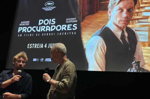 Aleksandr Kuznetsov e Francisco Louçã na apresentação do filme em Lisboa