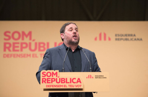 Oriol Junqueras num comício em 2014.