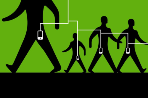Ilustração: pessoas com telemóveis