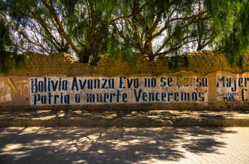 Mural de apoio ao MAS e a Evo Morales. Janeiro de 2015.