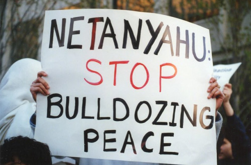 Cartaz contra Netanyahu em 1997.