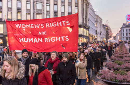 Marcha feminista em Oslo. Janeiro de 2017.