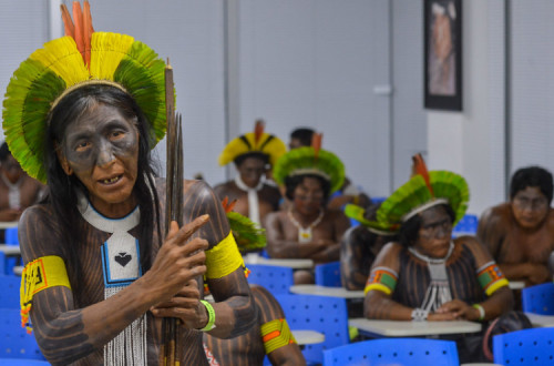 Kayapó Metukire, Mekragnoti e Baú em reunião. Foto de Mário Vilela/Funai.