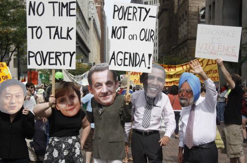 Ativistas da Oxfam em 2009 no G20.