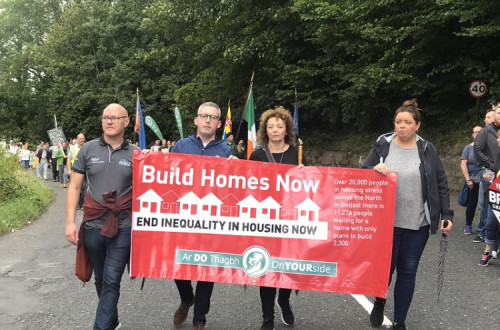 Manifestação pelo direito à habitação na Irlanda. Agosto de 2018.