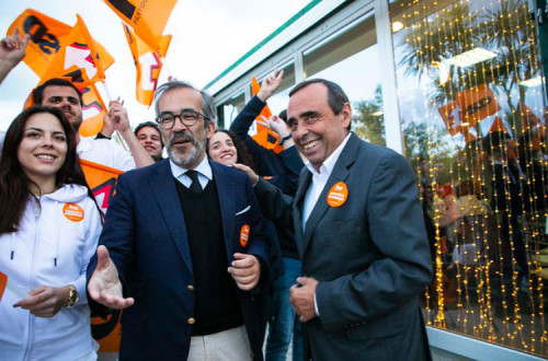 Paulo Rangel e Álvaro Amaro em campanha.