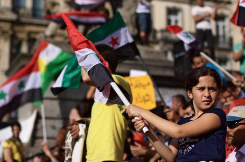 Protesto pela Síria em Bruxelas. Foto de Gwenael Piaser/Flickr.