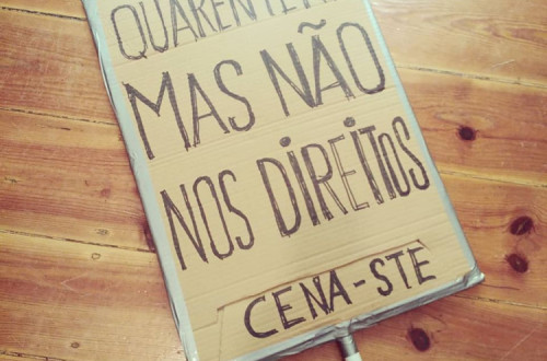 Cartaz de protesto do CENA-STE. Foto do facebook do sindicato.