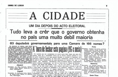 Página do Diário de Lisboa (parte) de 11 de julho de 1921 com resultados eleitorais (obtido em casacomum.org - Fundação Mário Soares)