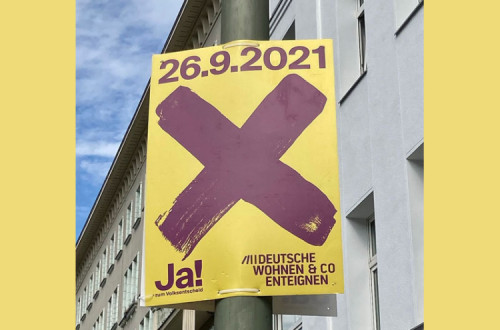 Cartaz da campanha pelo Sim à expropriação no referendo de 26 de setembro.