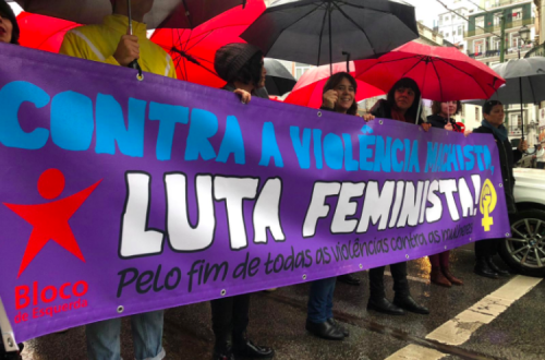 Protesto em Lisboa contra a violência contra as mulheres.