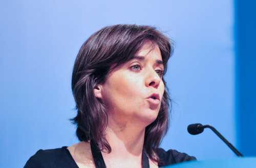 Catarina Martins: "Quando lutamos contra as privatizações, lutamos, em primeiro lugar, pela democracia". Foto de Paulete Matos