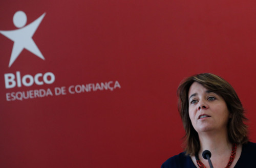 Catarina Martins em conferência de imprensa. Agência Lusa.