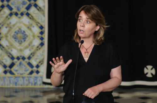Catarina Martins fala à comunicação social, após a reunião com o Presidente da República – Foto de Miguel A. Lopes/Lusa