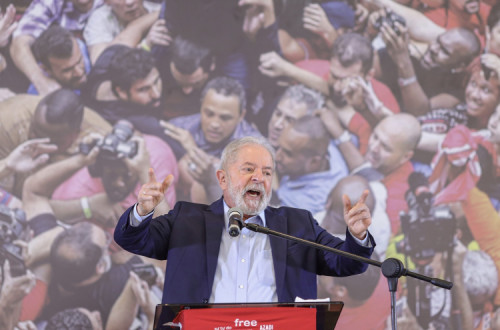 Lula a prestar declarações depois da sua libertação. Foto: Ricardo Stuckert/Fotospublicas.com.