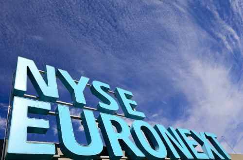 Letreiro da Euronext NYSE em Lisboa.