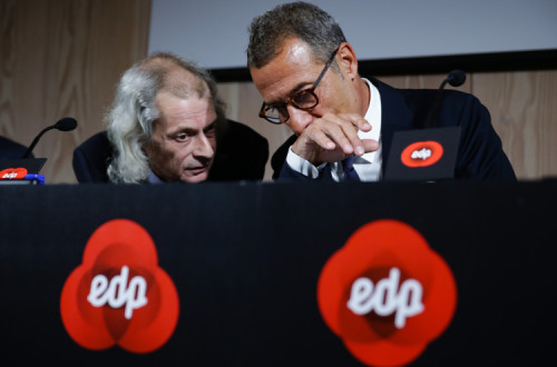 João Manso Neto, atual presidente da EDP Renováveis, com António Mexia, chairman da EDP. Foto de Tiago Petinga, Lusa.