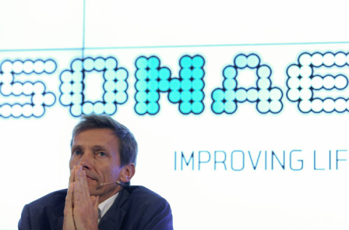 Paulo Azevedo numa apresentação de resultados do grupo Sonae.