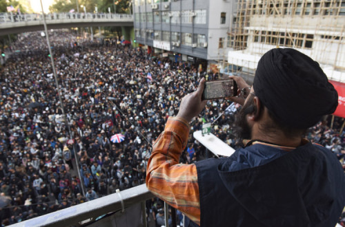 Manifestação em Hong Kong