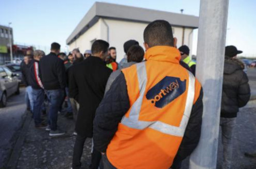 Imagem da paralisação de trabalhadores da Portway em dezembro de 2019, Lisboa. 