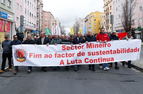 Protesto dos trabalhadores das minas e pedreiras em Lisboa.