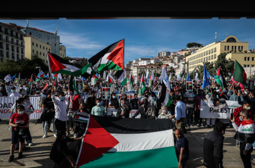 Manifestação de solidariedade para com a Palestina. Foto de Mário Cruz/Lusa.